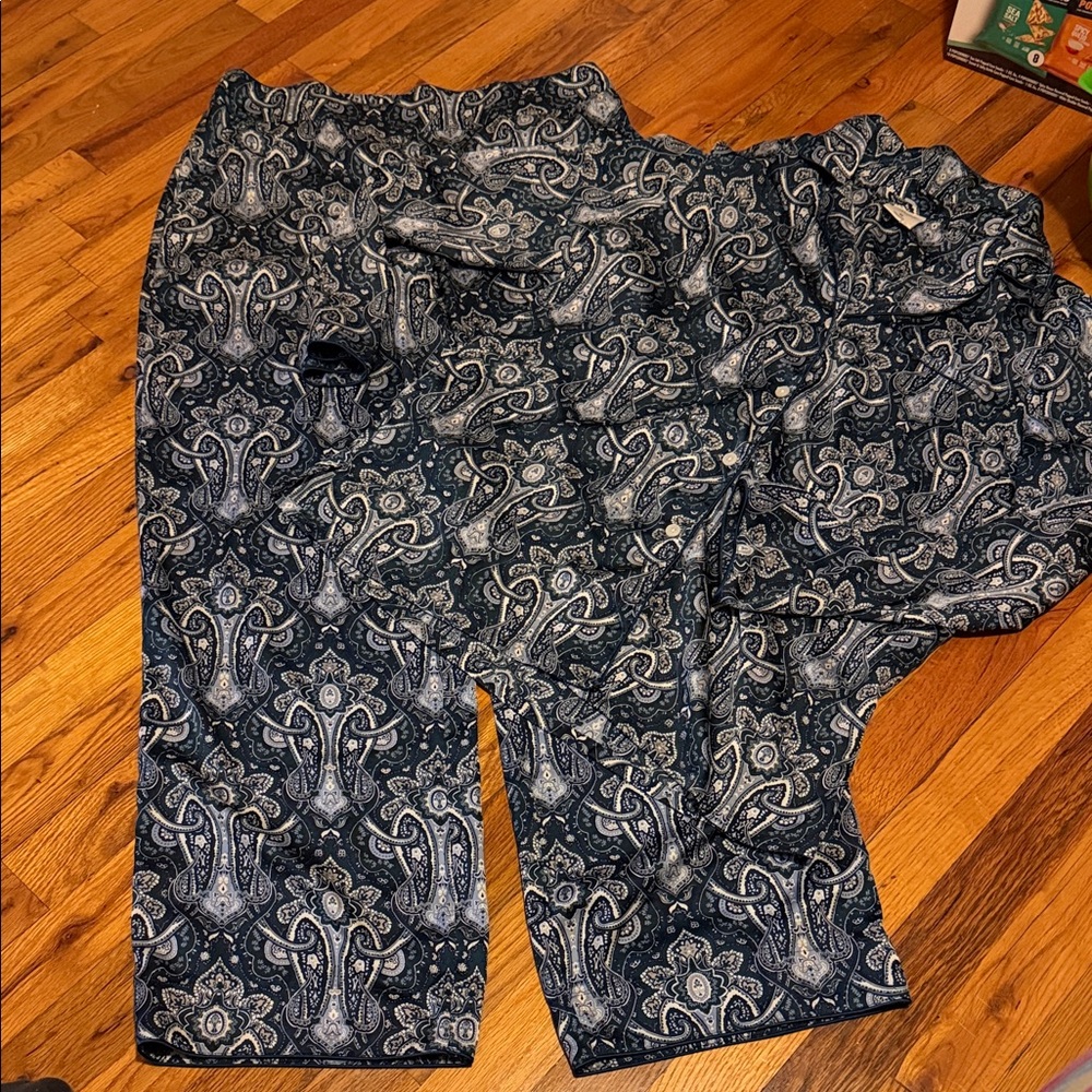 Soma Navy and White Paisley Pajama Set